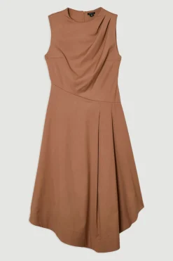 KarenMillen Robe midi asymétrique à corsage drapé et ajusté pour femmes grandes<Femme Tailleurs|Toutes Les Robes