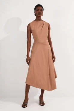 KarenMillen Robe midi asymétrique à corsage drapé et ajusté pour femmes grandes<Femme Tailleurs|Toutes Les Robes