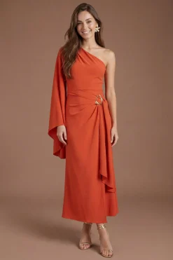 Robe Midi Asymétrique À Détail Métallique