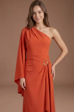 Robe Midi Asymétrique À Détail Métallique