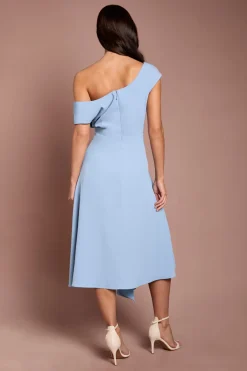 Robe Midi Asymétrique En Crêpe Léger À Épaules Dénudées