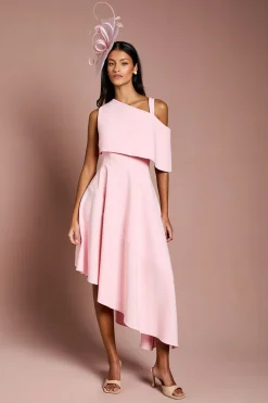Robe Midi Asymétrique En Crêpe Petite Taille