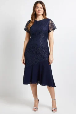Robe Midi Asymétrique En Dentelle