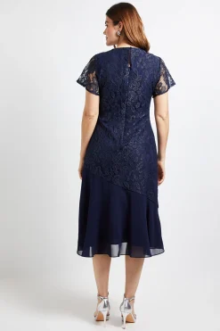 Robe Midi Asymétrique En Dentelle