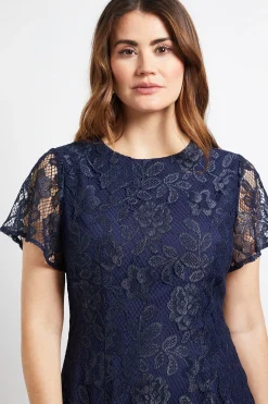 Robe Midi Asymétrique En Dentelle