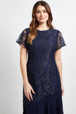 Robe Midi Asymétrique En Dentelle