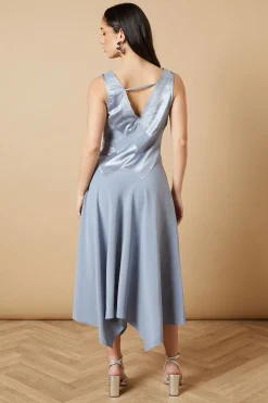 Robe Midi Asymétrique en Maille à Col V