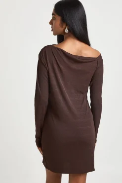 Robe Midi Asymétrique en Maille avec Drapé et Ourlet Asymétrique