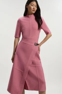 KarenMillen Robe midi asymétrique en maille bandage Figure Form<Femme Pulls Et Gilets|Toutes Les Mailles