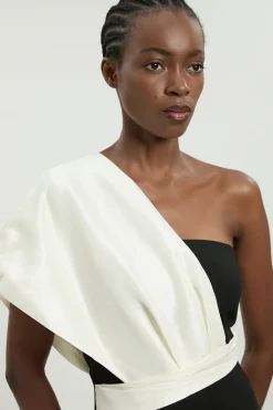 KarenMillen Robe Midi Asymétrique En Mélange De Taffetas<Femme Robes|Robes Mi-Longues