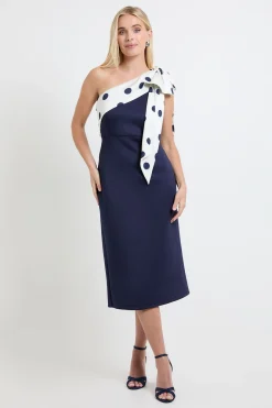 Robe Midi Asymétrique En Néoprène Avec Corsage Pour Petite Taille