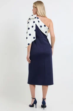 Robe Midi Asymétrique En Néoprène Avec Corsage Pour Petite Taille