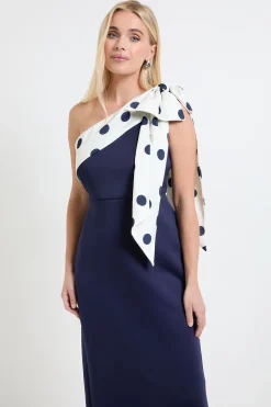 Robe Midi Asymétrique En Néoprène Avec Corsage Pour Petite Taille