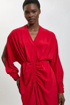 KarenMillen Robe Midi Asymétrique À Manches Fendues<Femme Toutes Les Robes|Robes Mi-Longues