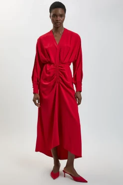KarenMillen Robe Midi Asymétrique À Manches Fendues<Femme Toutes Les Robes|Robes Mi-Longues