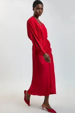 KarenMillen Robe Midi Asymétrique À Manches Fendues<Femme Toutes Les Robes|Robes Mi-Longues