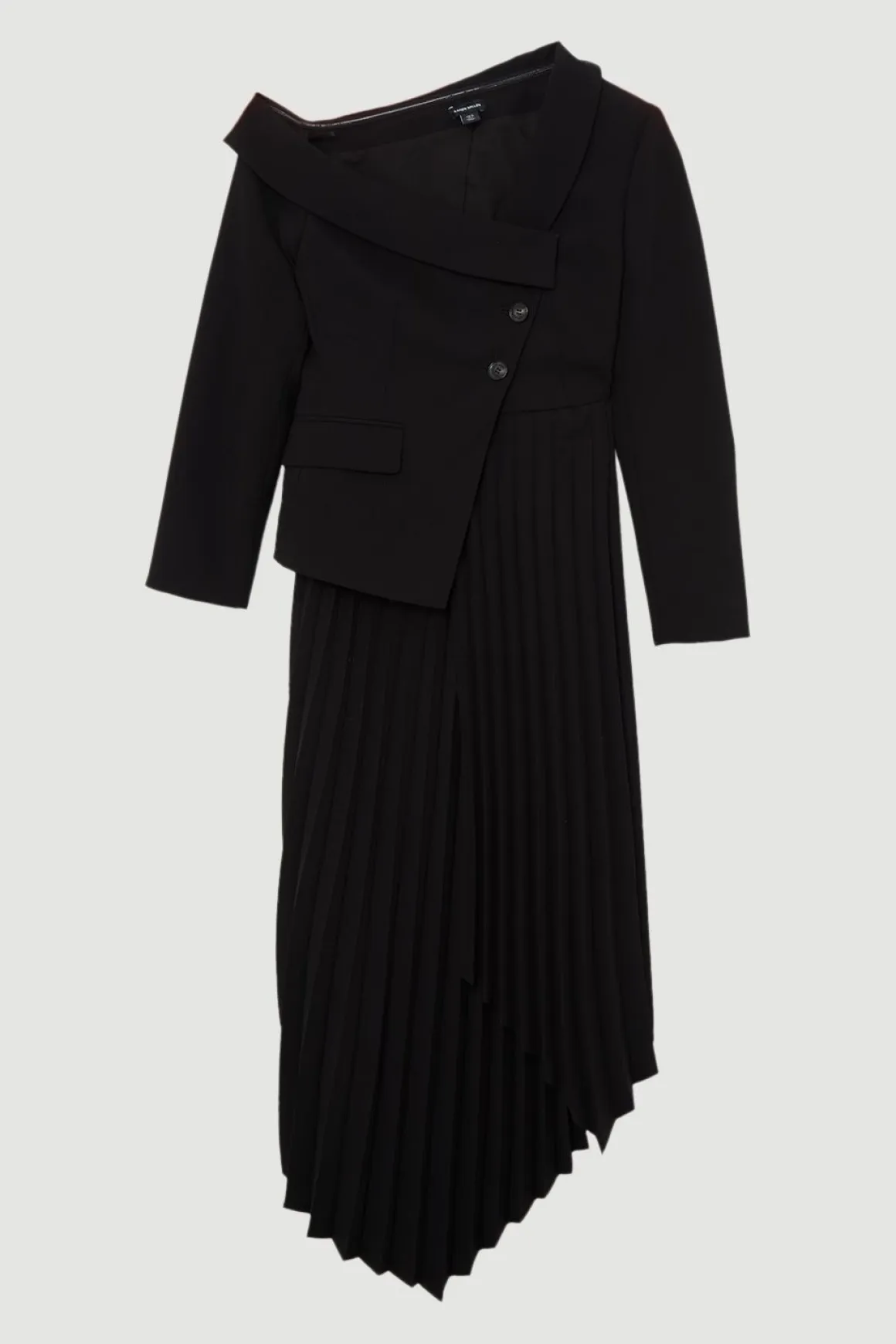 Robe midi asymétrique plissée en crêpe sur mesure