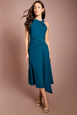 Robe Midi Asymétrique À Une Épaule Avec Drapé À La Taille