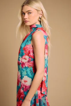 Robe Midi Asymétrique À Volants Avec Foulard