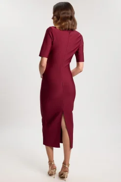Robe Midi Bandage Asymétrique À Manches Longues