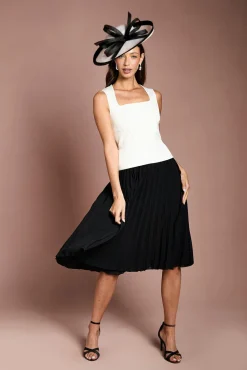 Coast Robe Midi Bandage À Basque Avec Jupe Plissée En Georgette Petite Taille<Femme Robes|Robes Mi-Longues