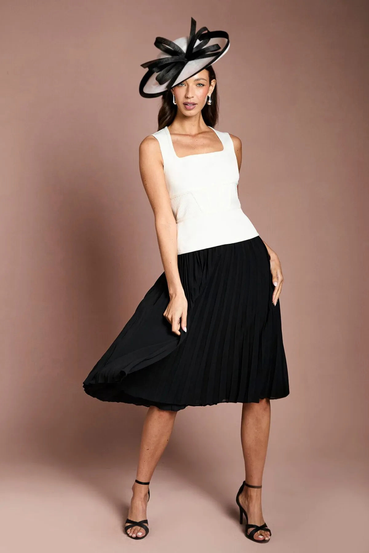 Coast Robe Midi Bandage À Basque Avec Jupe Plissée En Georgette Petite Taille<Femme Robes|Robes Mi-Longues