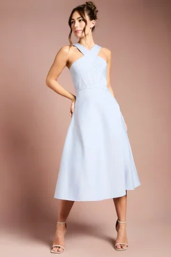 Robe Midi Bandage à Col Croisé