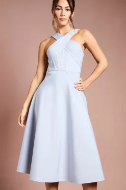 Robe Midi Bandage à Col Croisé