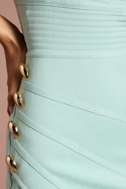 Robe Midi Bandage Lisa Couleur Tan À Encolure Croisée