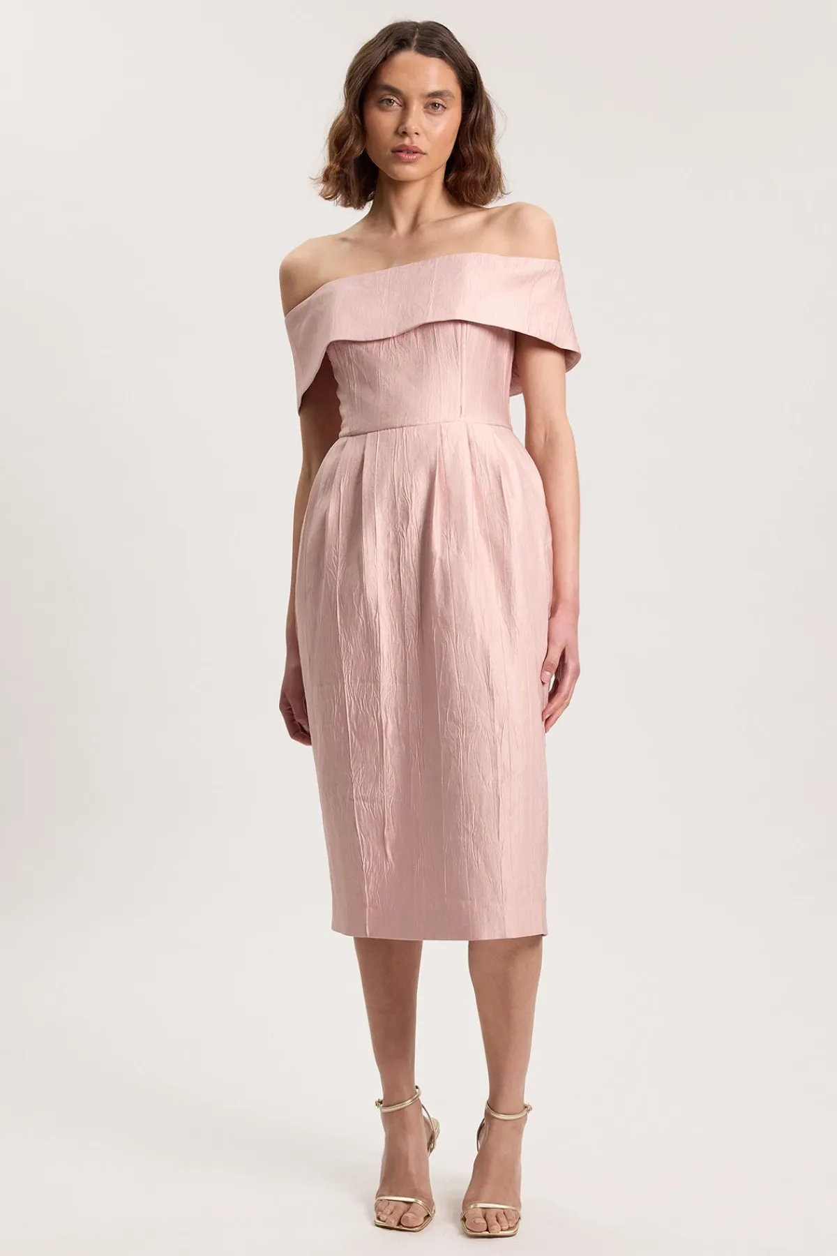 KarenMillen Robe Midi Bandeau Ajustée En Twill Texturé Petite<Femme Robes|Robes Mi-Longues