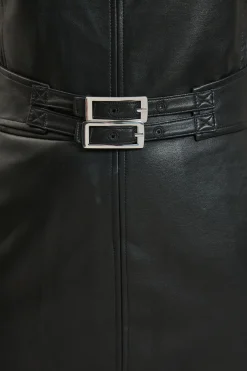 Robe Midi Bandeau Ceinturée En Synthétiquecuir