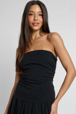 boohoo Robe Midi Bandeau En Lin Premium<Femme Toutes Les Robes|Robes Patineuses