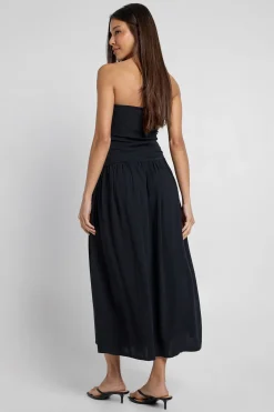 boohoo Robe Midi Bandeau En Lin Premium<Femme Toutes Les Robes|Robes Patineuses