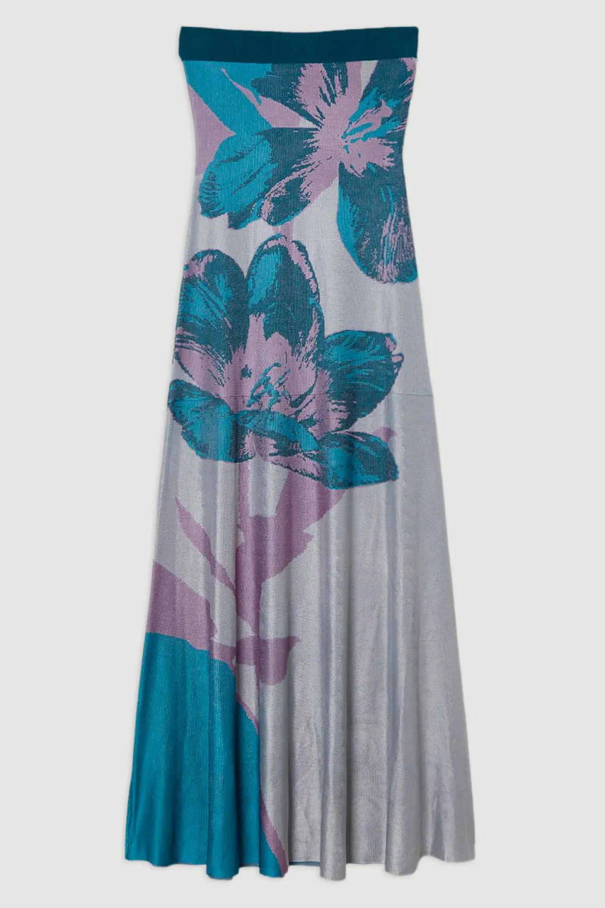KarenMillen Robe Midi Bandeau en Maille Slinky à Jacquard Floral Placement<Femme Pulls Et Gilets|Toutes Les Mailles