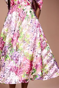 Robe Midi Bardot en Organza Imprimé Lisa Tan