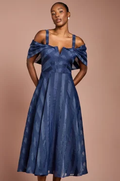 Coast Robe Midi Bardot en Organza Imprimé<Femme Toutes Les Robes|Robes Mi-Longues
