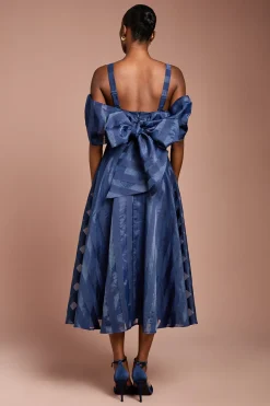 Coast Robe Midi Bardot en Organza Imprimé<Femme Toutes Les Robes|Robes Mi-Longues