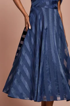Coast Robe Midi Bardot en Organza Imprimé<Femme Toutes Les Robes|Robes Mi-Longues