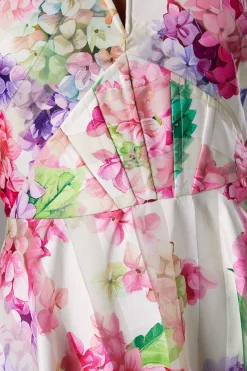 Robe Midi Bardot en Organza Imprimé Lisa Tan