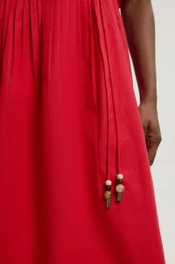 KarenMillen Robe Midi Bardot En Popeline De Coton Avec Détails De Perles<Femme Toutes Les Robes|Robes Mi-Longues
