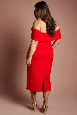 Coast Robe Midi Bardot Grande Taille en Ponte Coupe Droite<Femme Robes|Robes Mi-Longues