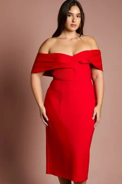 Coast Robe Midi Bardot Grande Taille en Ponte Coupe Droite<Femme Robes|Robes Mi-Longues