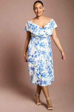 Coast Robe Midi Bardot Imprimée Grande Taille à Motif Floral<Femme Robes|Robes Mi-Longues