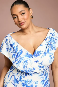 Coast Robe Midi Bardot Imprimée Grande Taille à Motif Floral<Femme Robes|Robes Mi-Longues