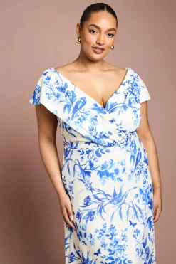 Coast Robe Midi Bardot Imprimée Grande Taille à Motif Floral<Femme Robes|Robes Mi-Longues