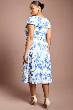 Coast Robe Midi Bardot Imprimée Grande Taille à Motif Floral<Femme Robes|Robes Mi-Longues