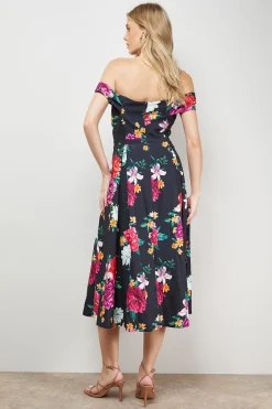 Oasis Robe Midi Bardot à Nœud Frontal Imprimée<Femme Toutes Les Robes|Robes Mi-Longues