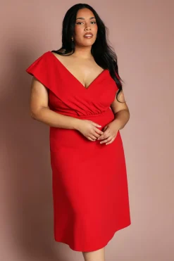 Robe Midi Bardot Unie Grande Taille