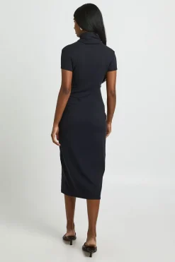 Robe Midi Basique Col Roulé Manches Courtes En Jersey Supersoft