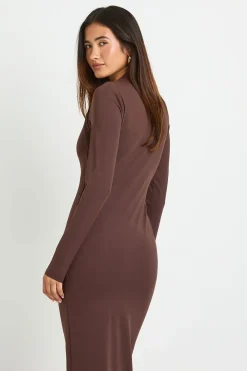 Robe Midi Basique À Encolure Asymétrique